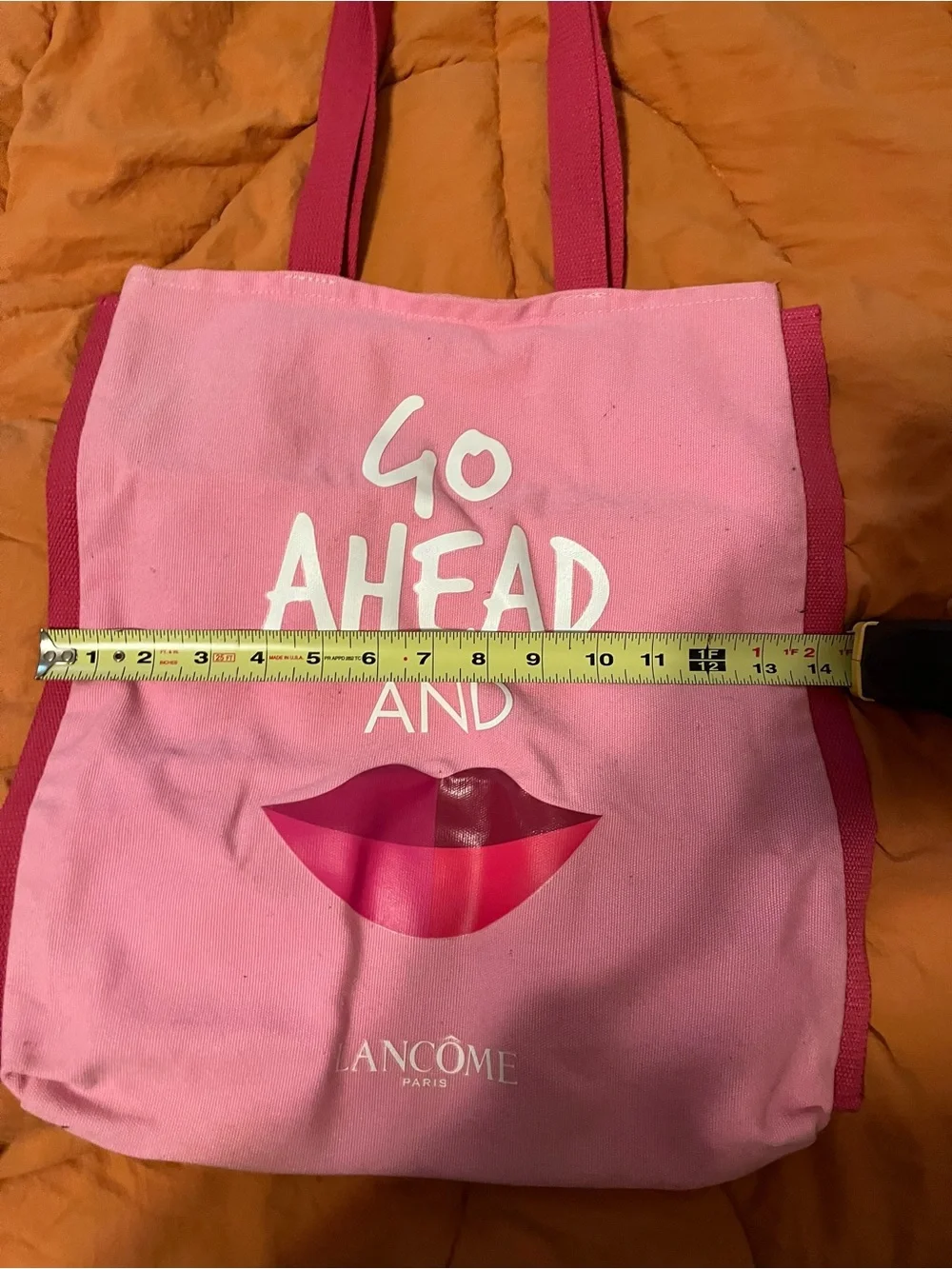 Vintage Lancôme Paris Pink “Go Ahead and” Lips Tote Bag | Large Cosmetic/Market
